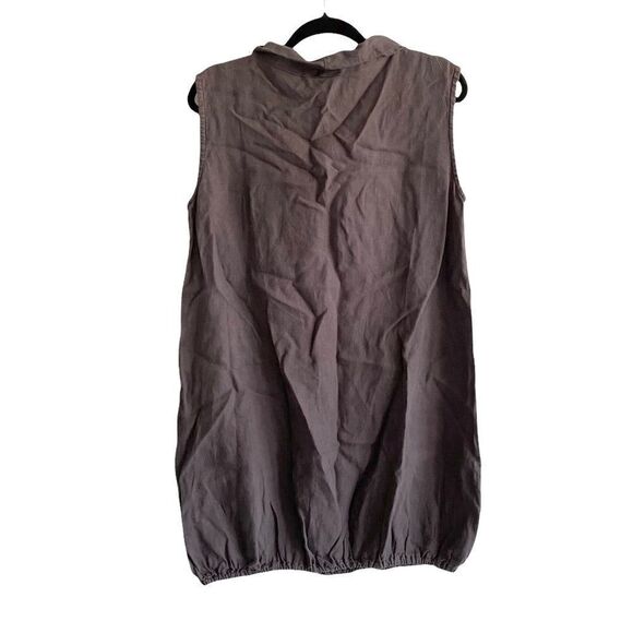 Bryn WALKER Linen Lagenlook Sleeveless Cowl Neck Tunic Elastic Bottom Brown XS - Picture 6 of 8